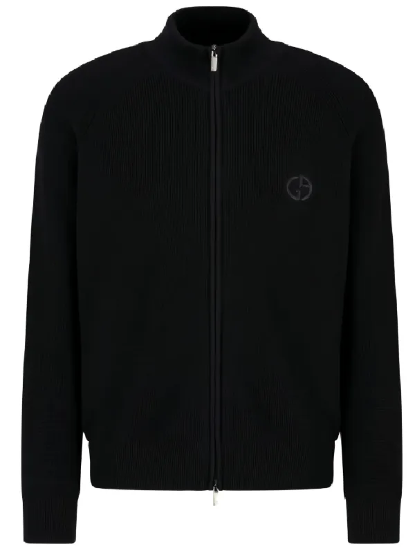 Giorgio Armani zip-up embroidered-logo Cardigan Black FARFETCH TR