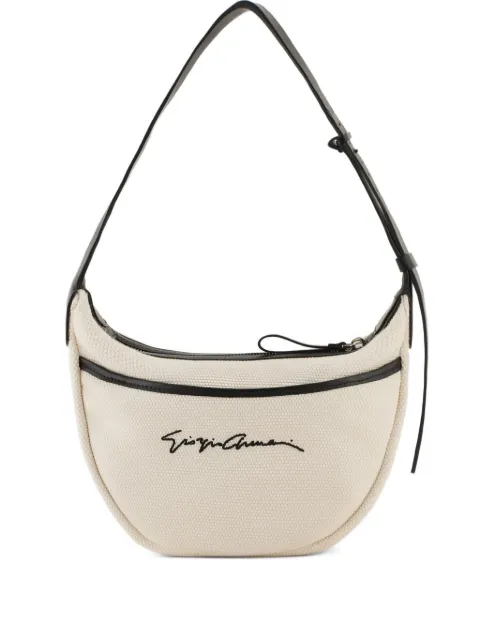 Giorgio Armani logo-embroidered zip shoulder bag