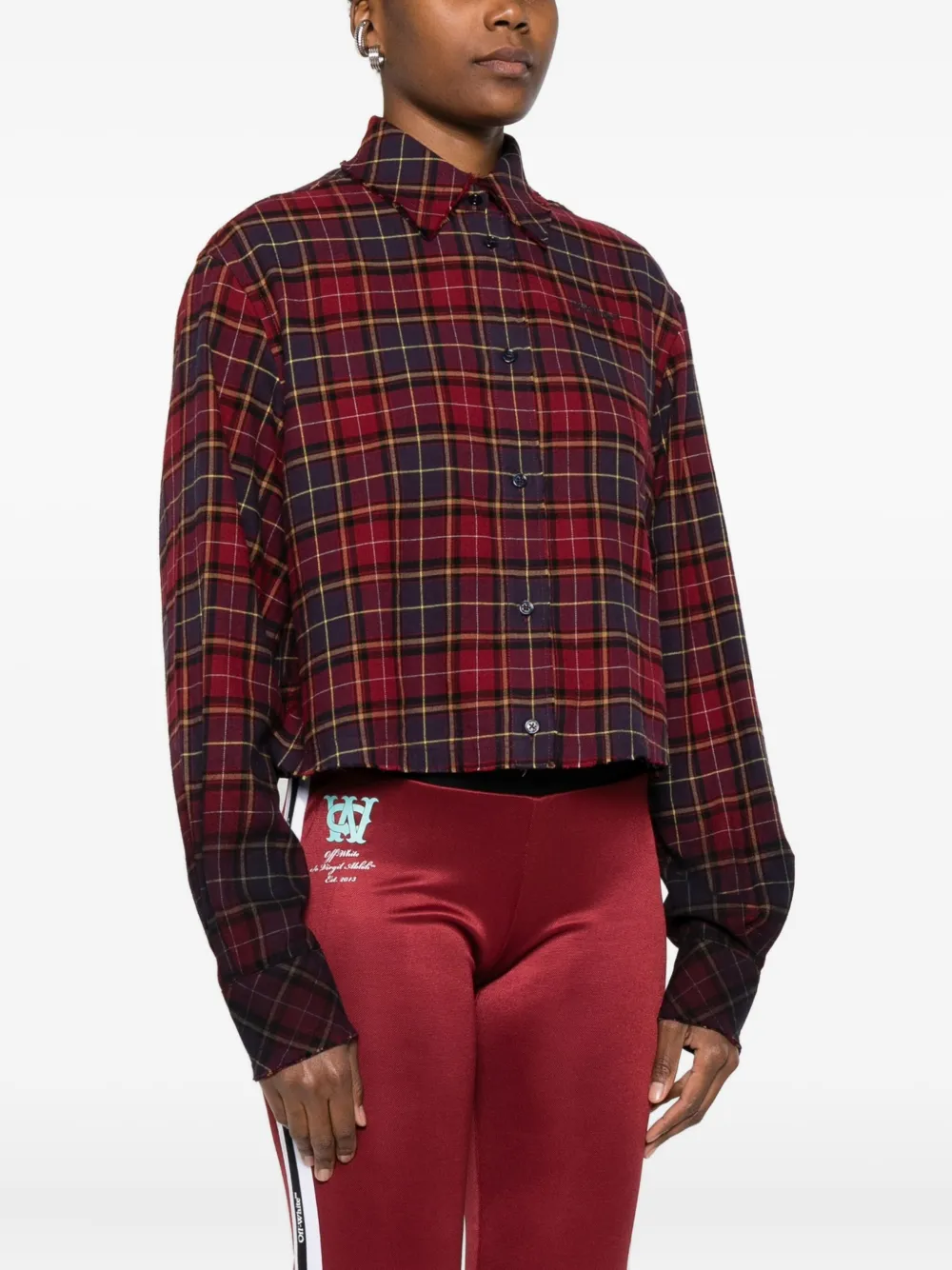 Off-white Plaid Buttoned Shirt In Red