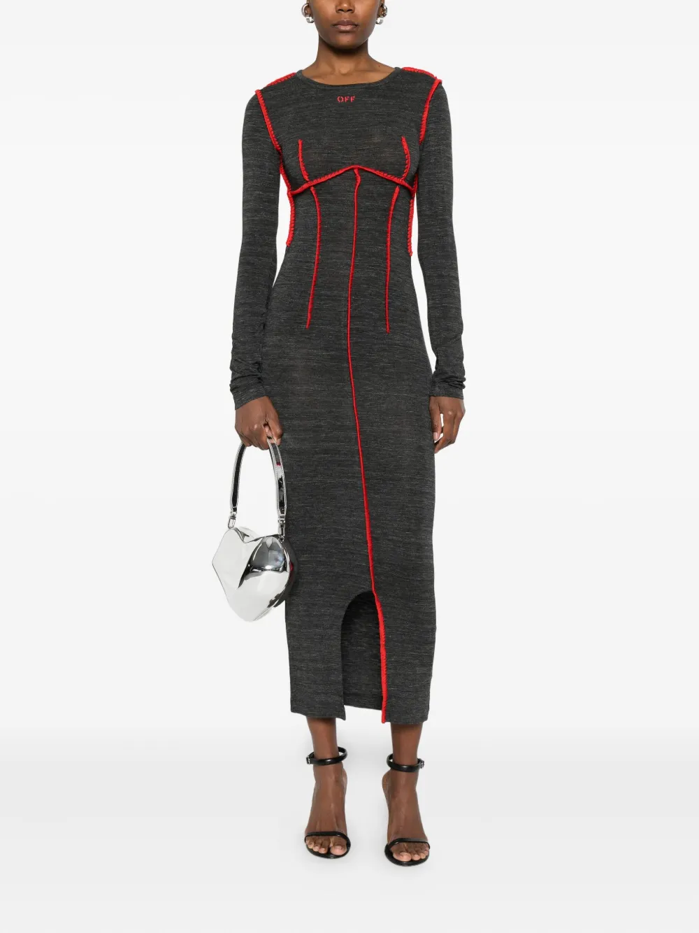 Off-White whipstitch-detail dress - Grijs