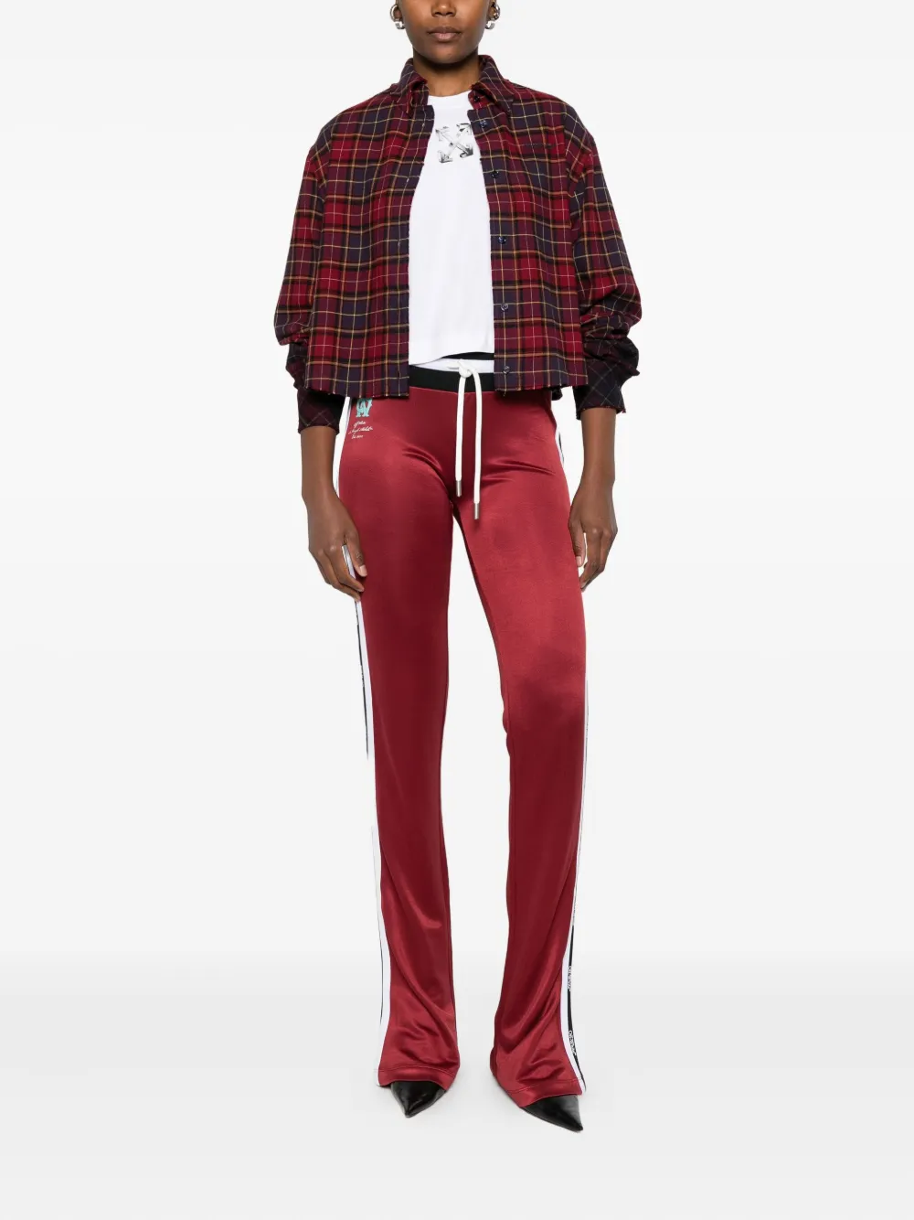 Off-White logo-detailing striped track pants - Rood