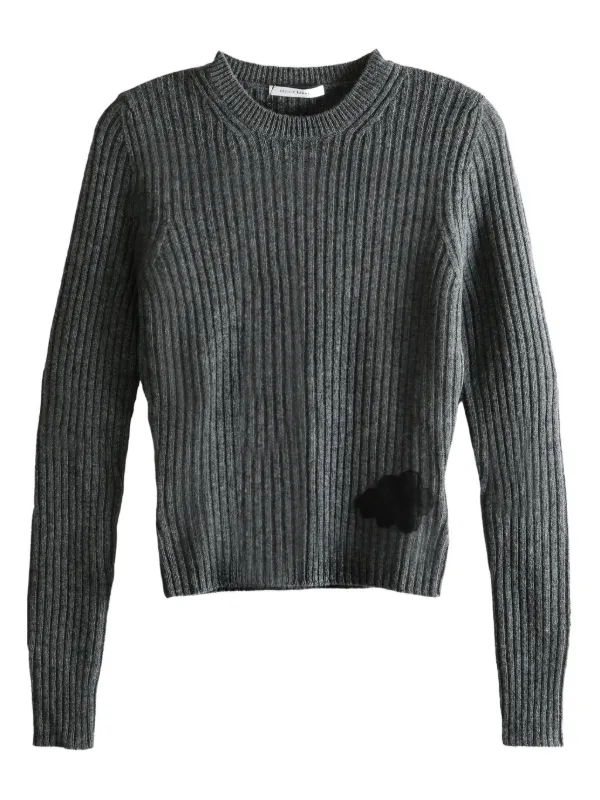 Cecilie Bahnsen Ribbed Appliqué Sweater in Grey