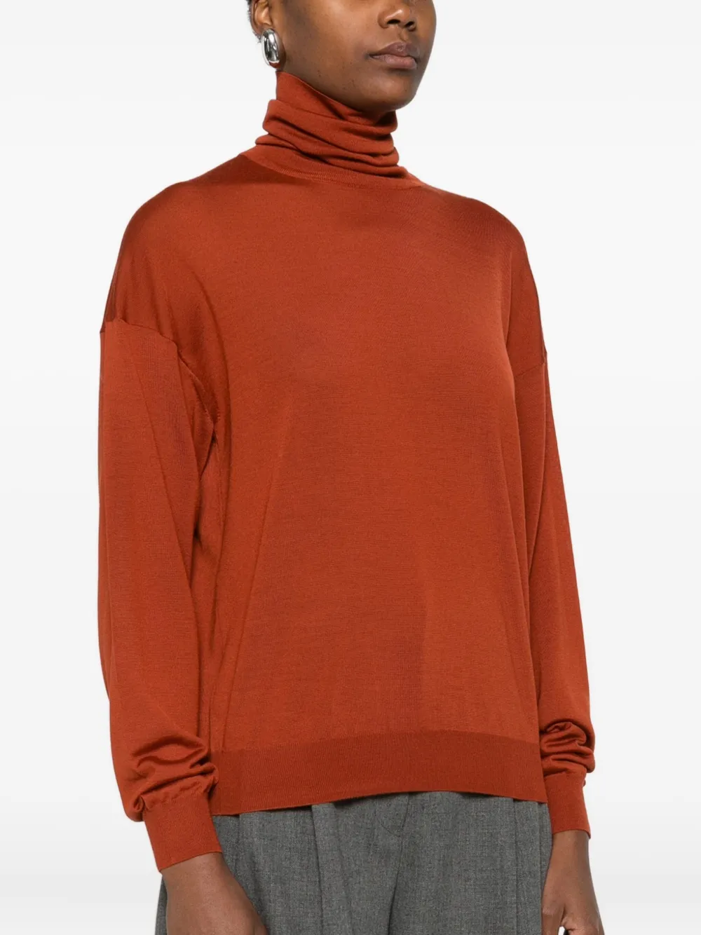 Saint Laurent Long-sleeved Sweater In Red