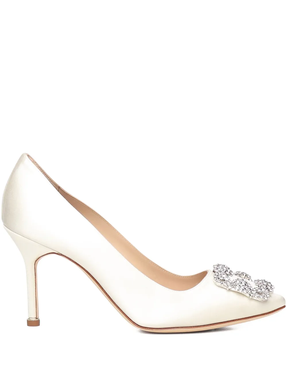 Manolo Blahnik Crystal-embellished Heel Pumps In White