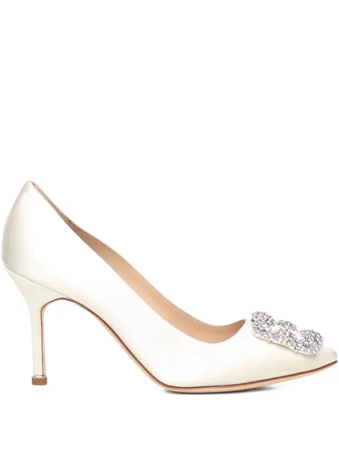 Manolo Blahnik crystal-embellished heel pumps