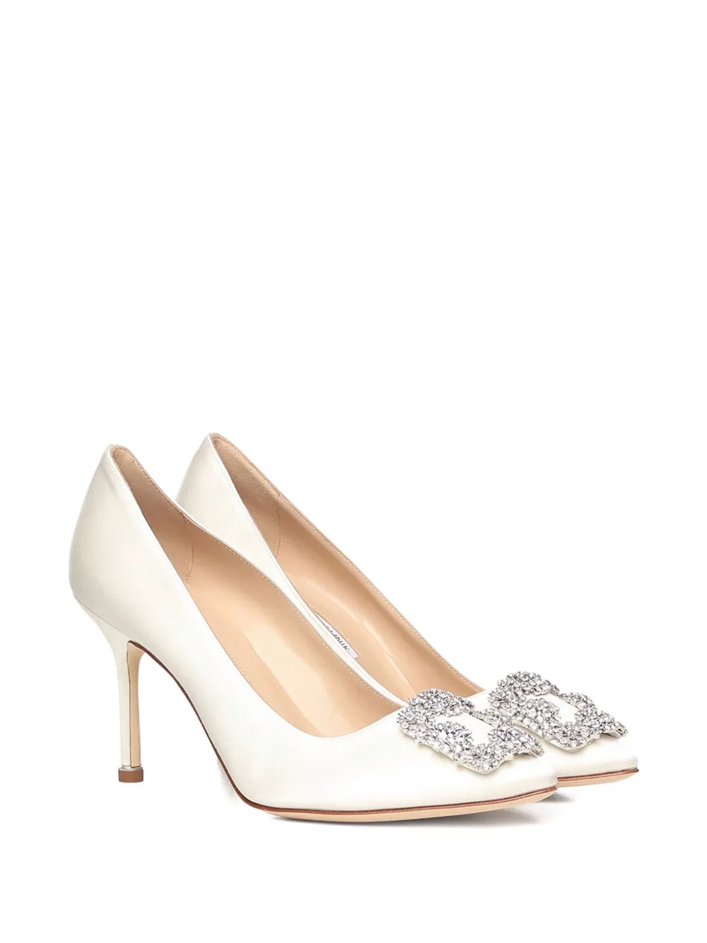 Manolo Blahnik Crystal-embellished Heel Pumps In White