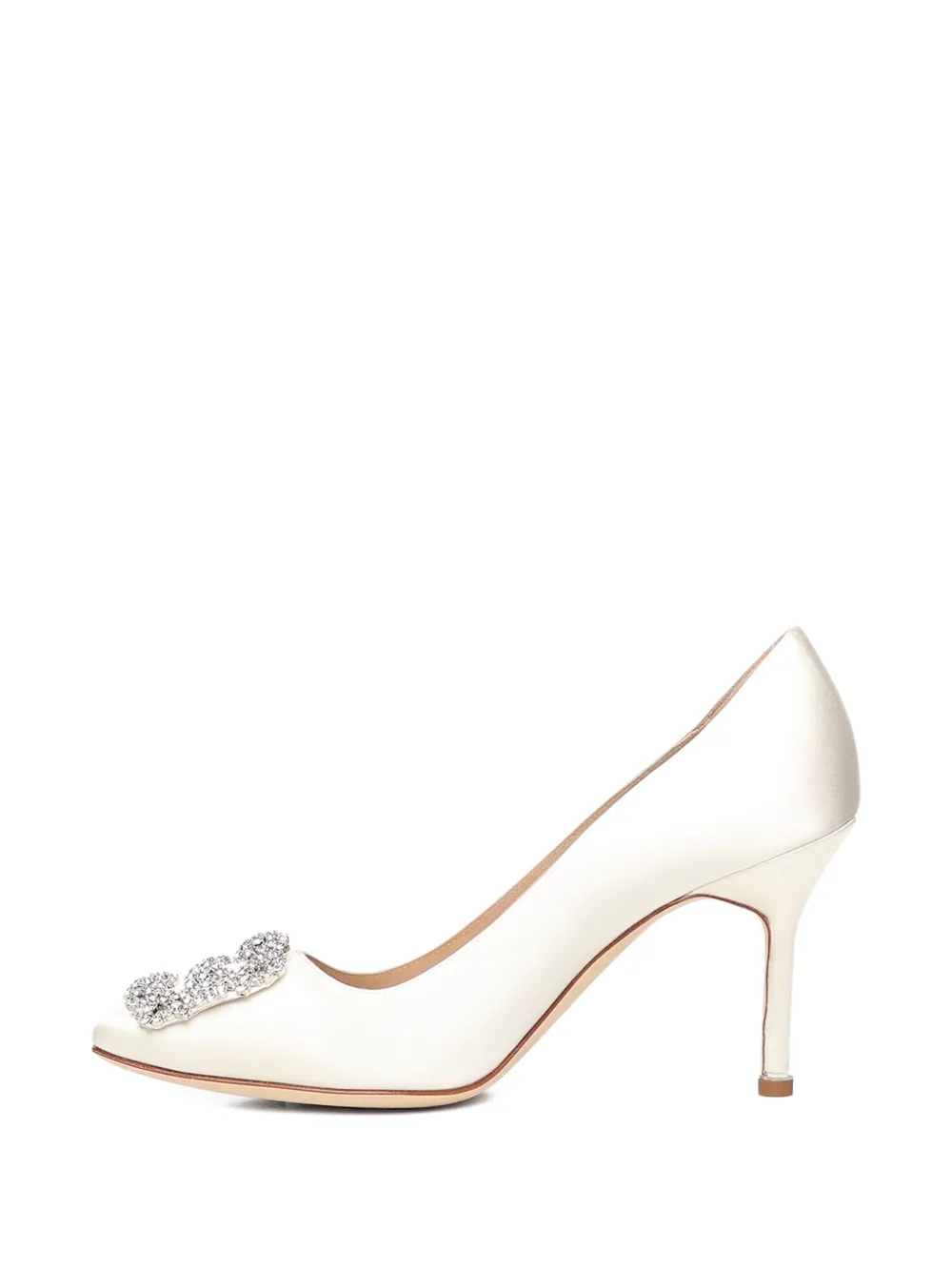 Manolo Blahnik Crystal-embellished Heel Pumps In White