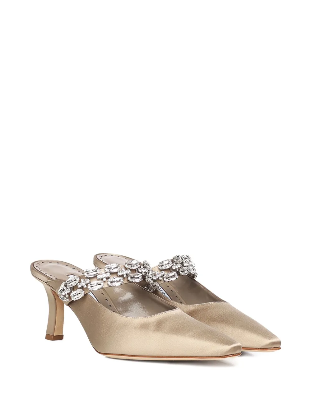 Manolo Blahnik Pumps verfraaid met kristallen Beige