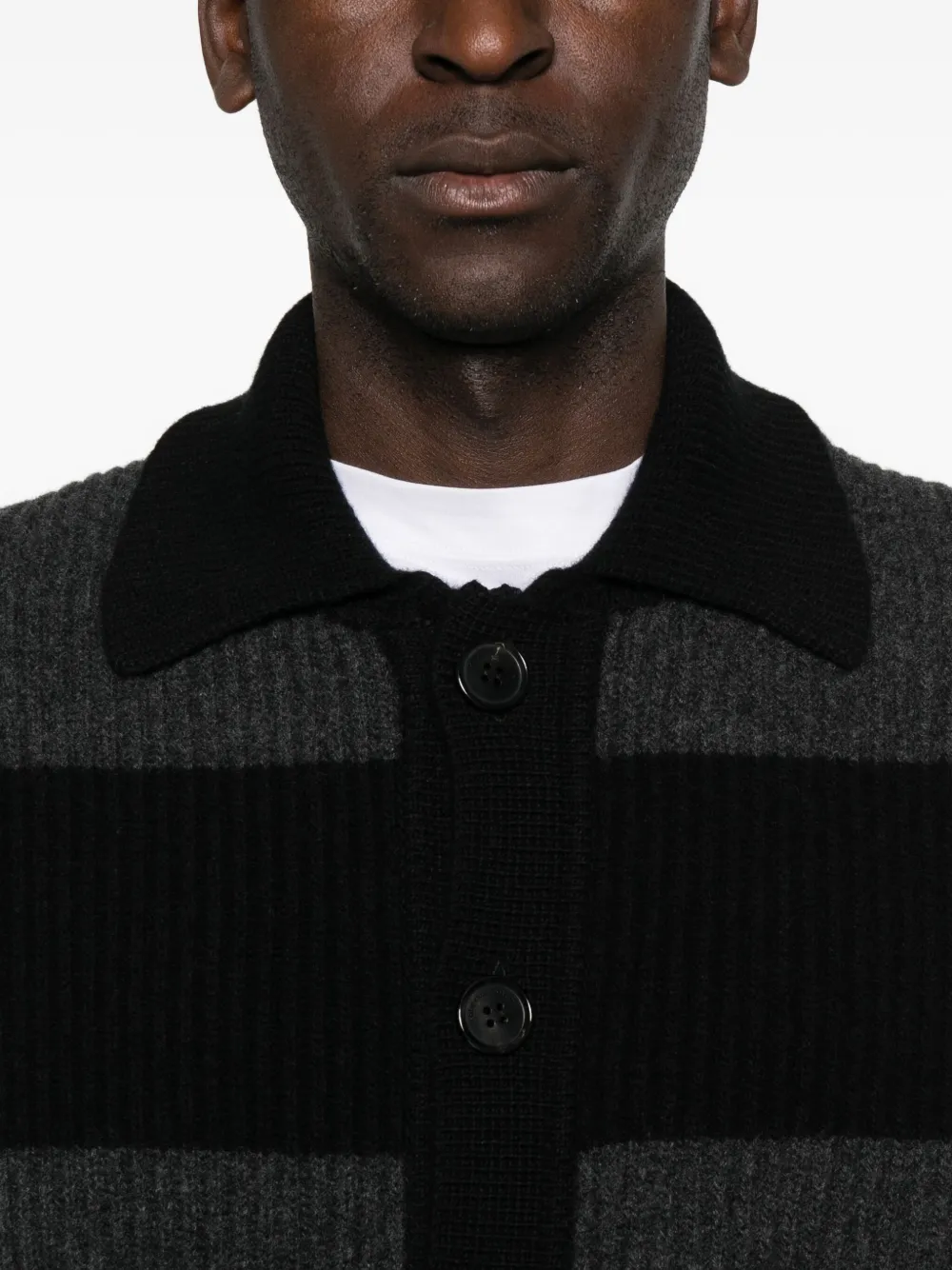 Roberto Collina Gestreept shirtjack Zwart