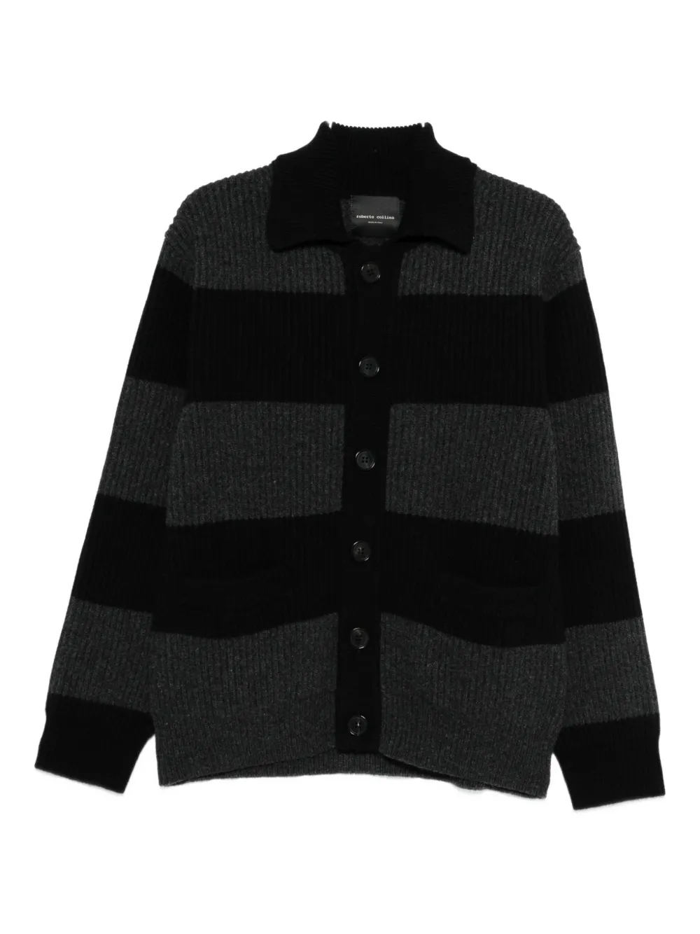 Roberto Collina striped shirt jacket | Black | Image 1