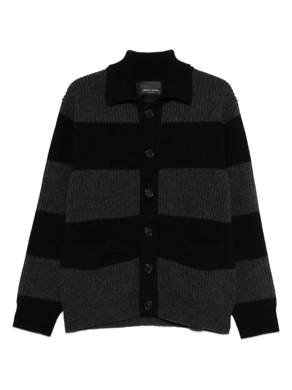 Roberto Collina striped shirt jacket - Nero