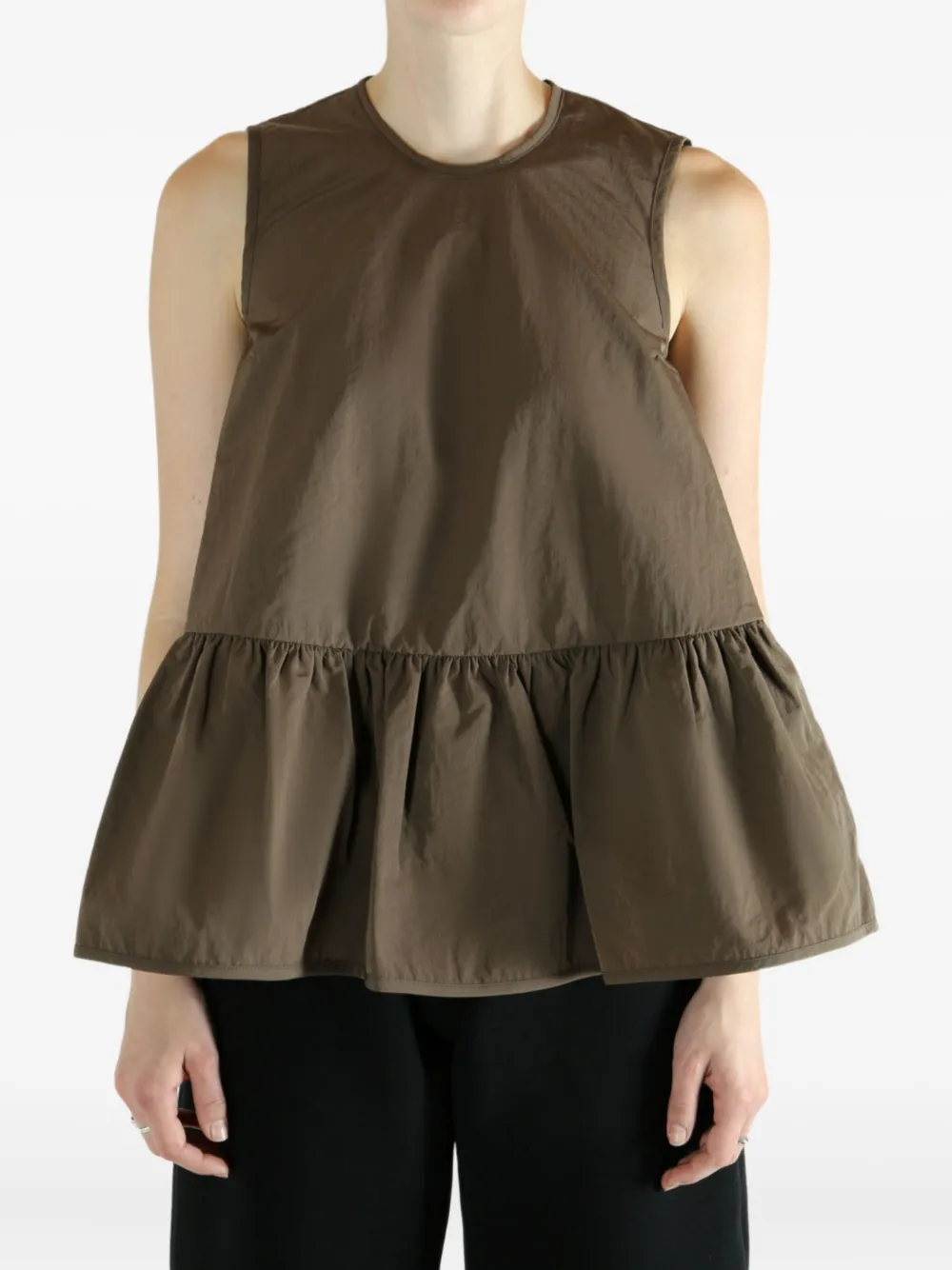 Cecilie Bahnsen ruffled sleeveless top - Bruin
