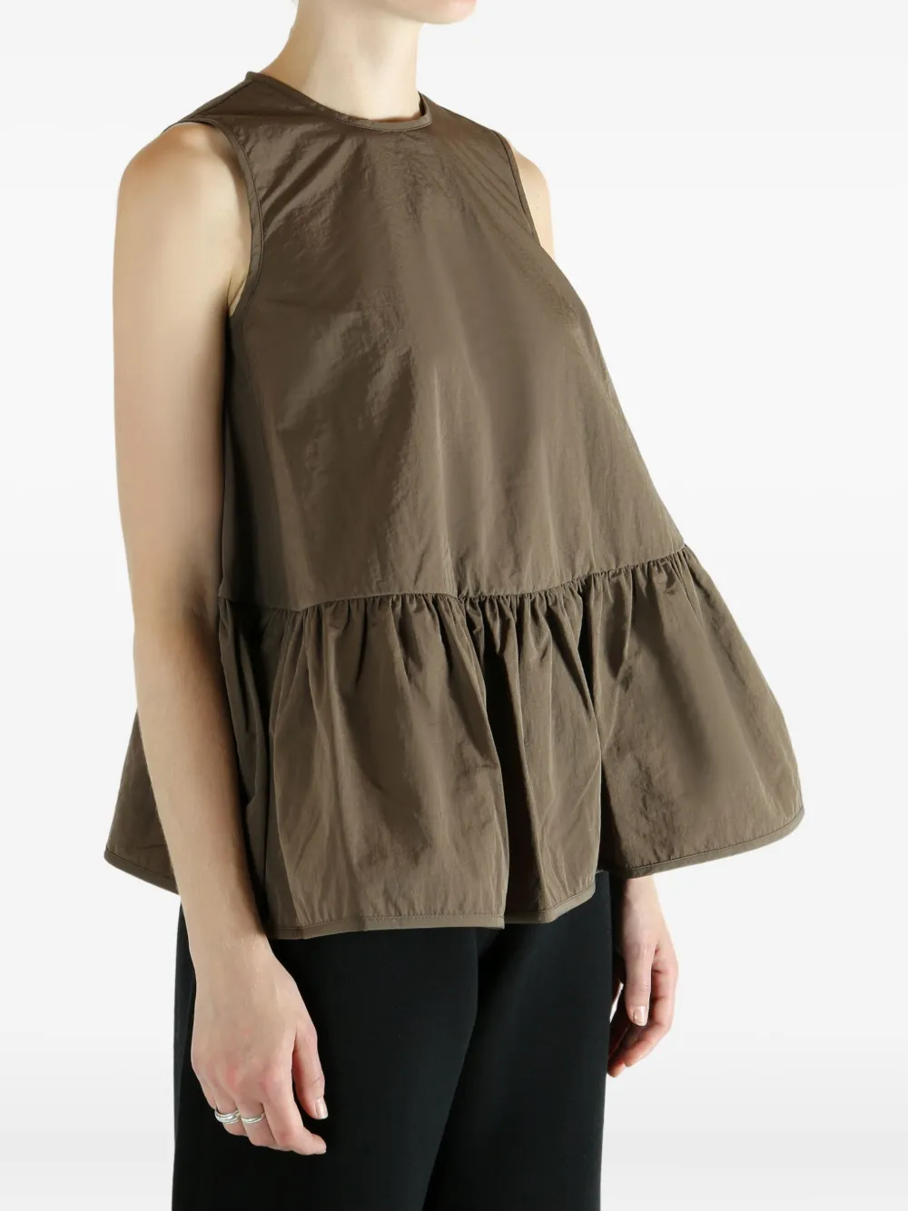 Cecilie Bahnsen Ruffled Sleeveless Top In Brown