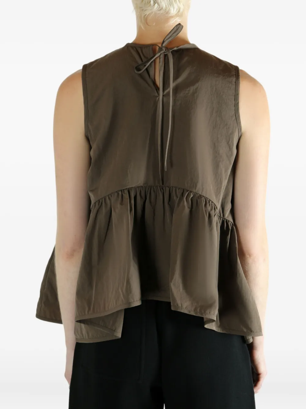 Cecilie Bahnsen Ruffled Sleeveless Top In Brown