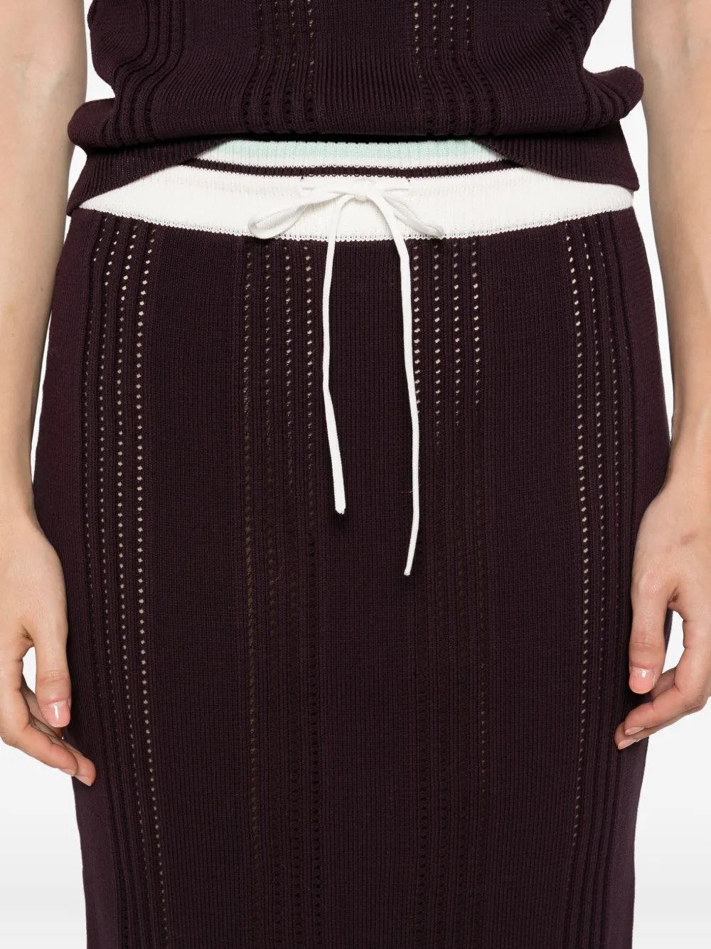 Casablanca Ribbed-knit Cotton Midi Skirt In Brown