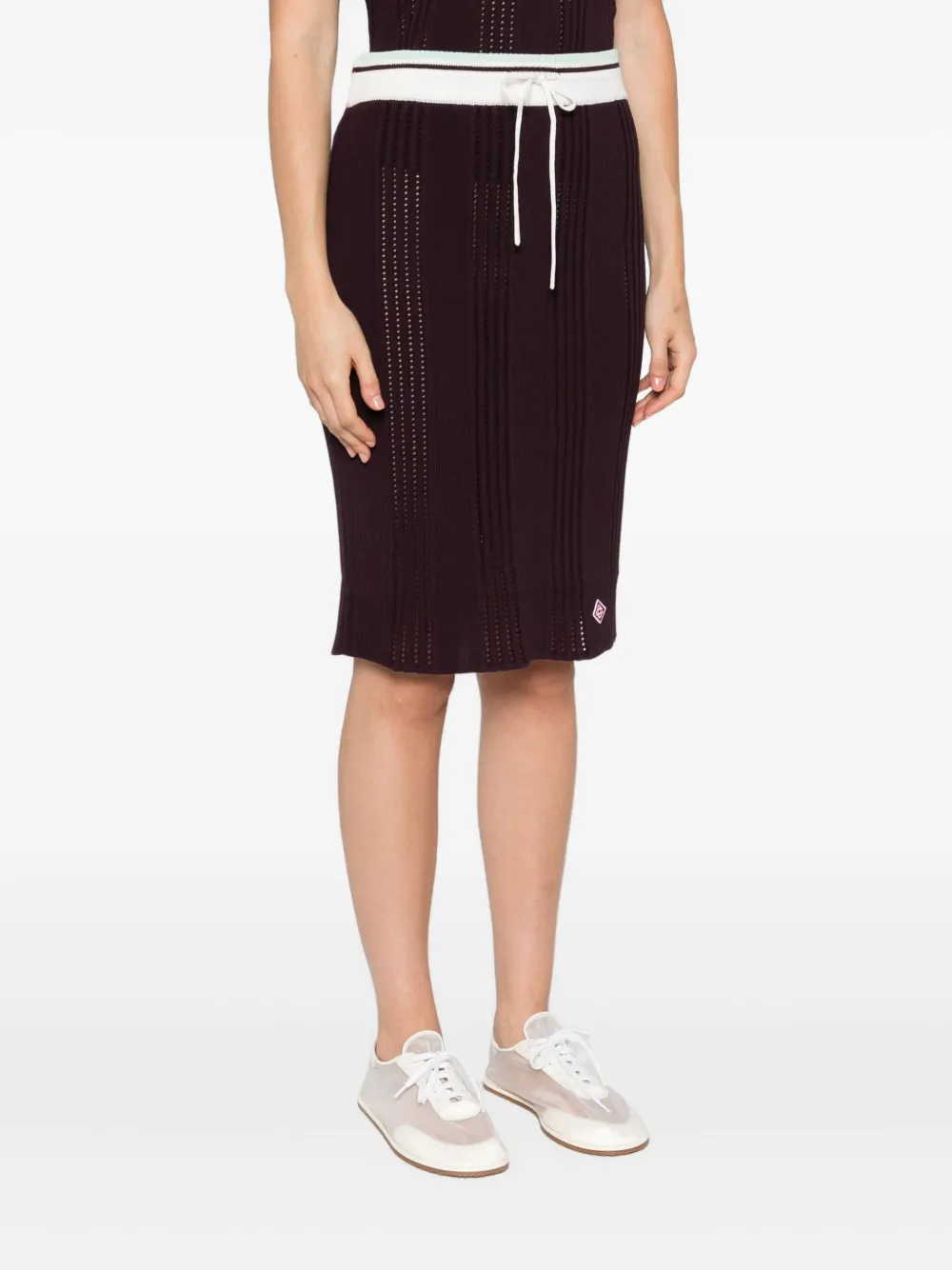 Casablanca Ribbed-knit Cotton Midi Skirt In Brown