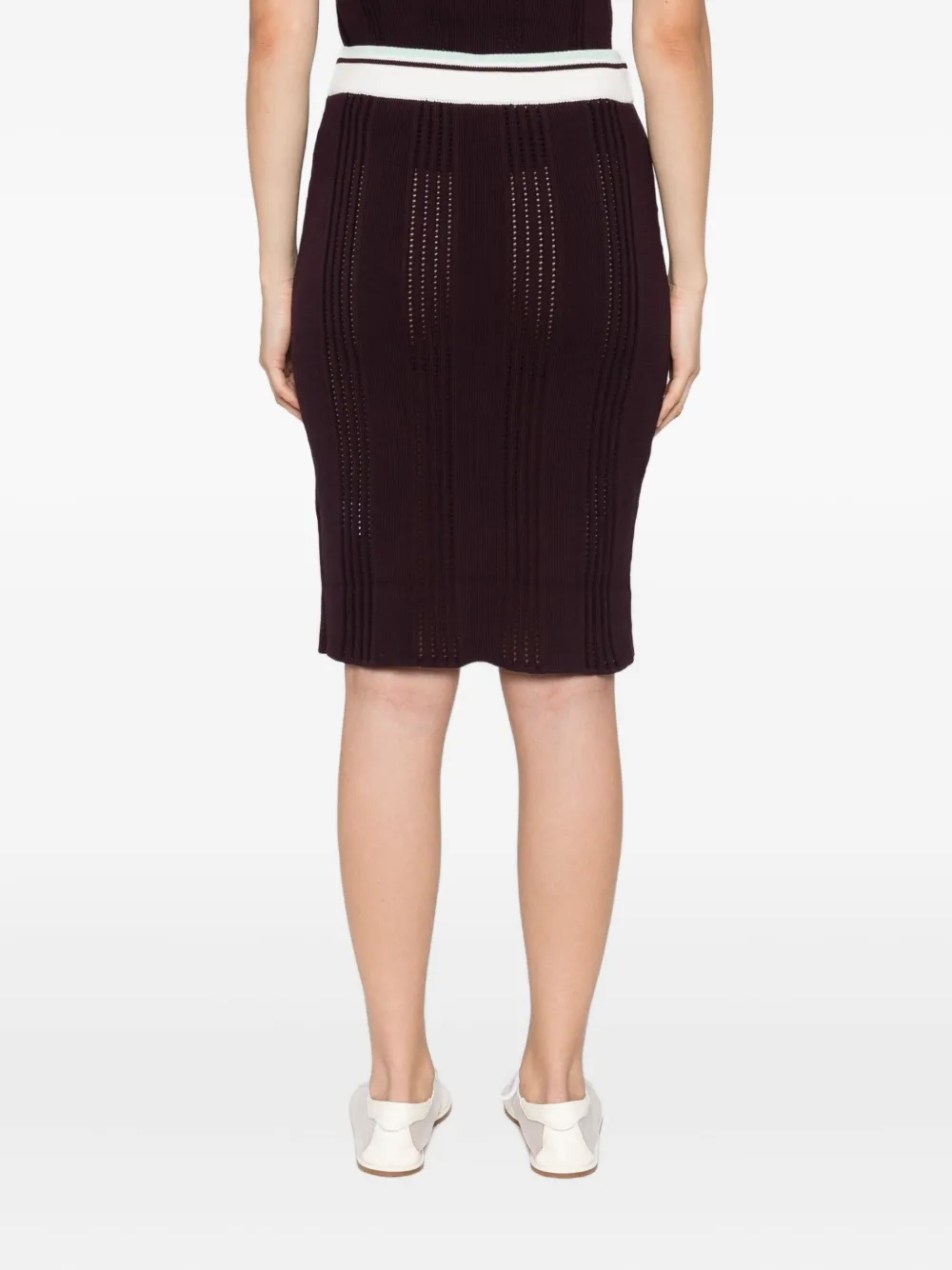 Casablanca Ribbed-knit Cotton Midi Skirt In Brown