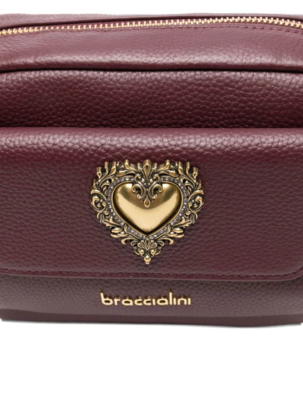 Braccialini Heart-appliqué Cross Body Bag In Burgundy