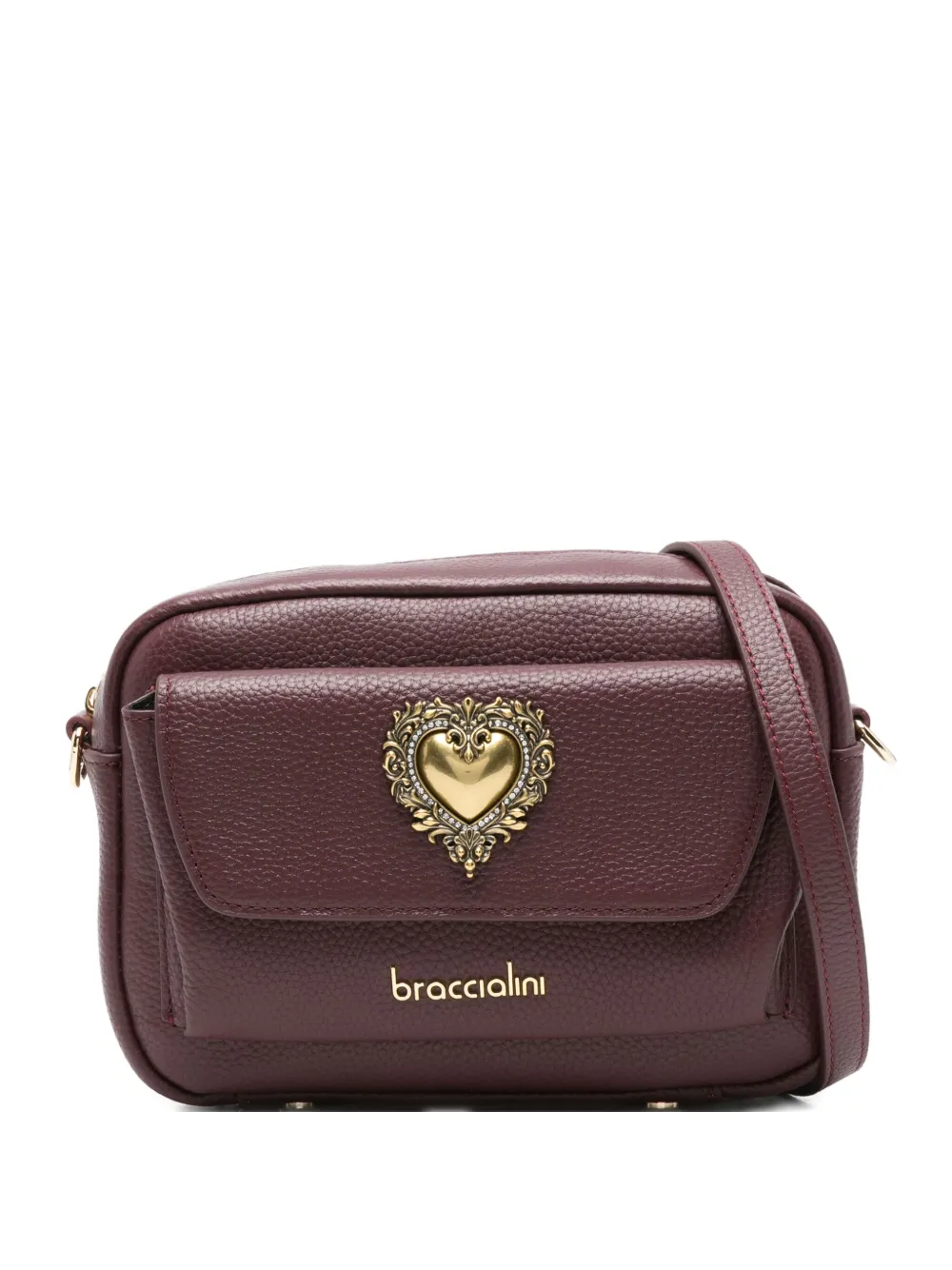 Braccialini Heart-appliqué Cross Body Bag In Burgundy