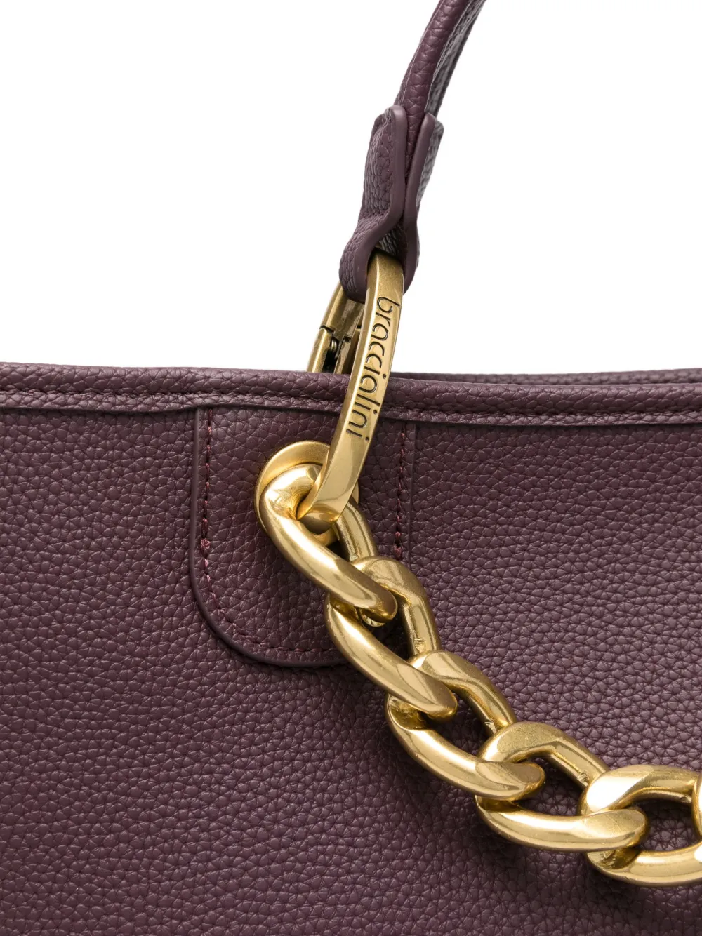 Braccialini Leather Tote Bag In Purple