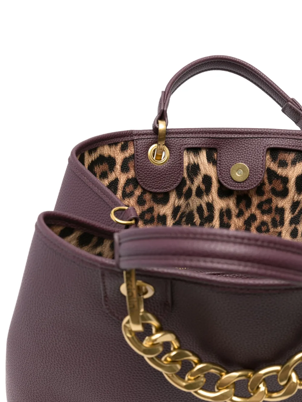 Braccialini Leather Tote Bag In Purple