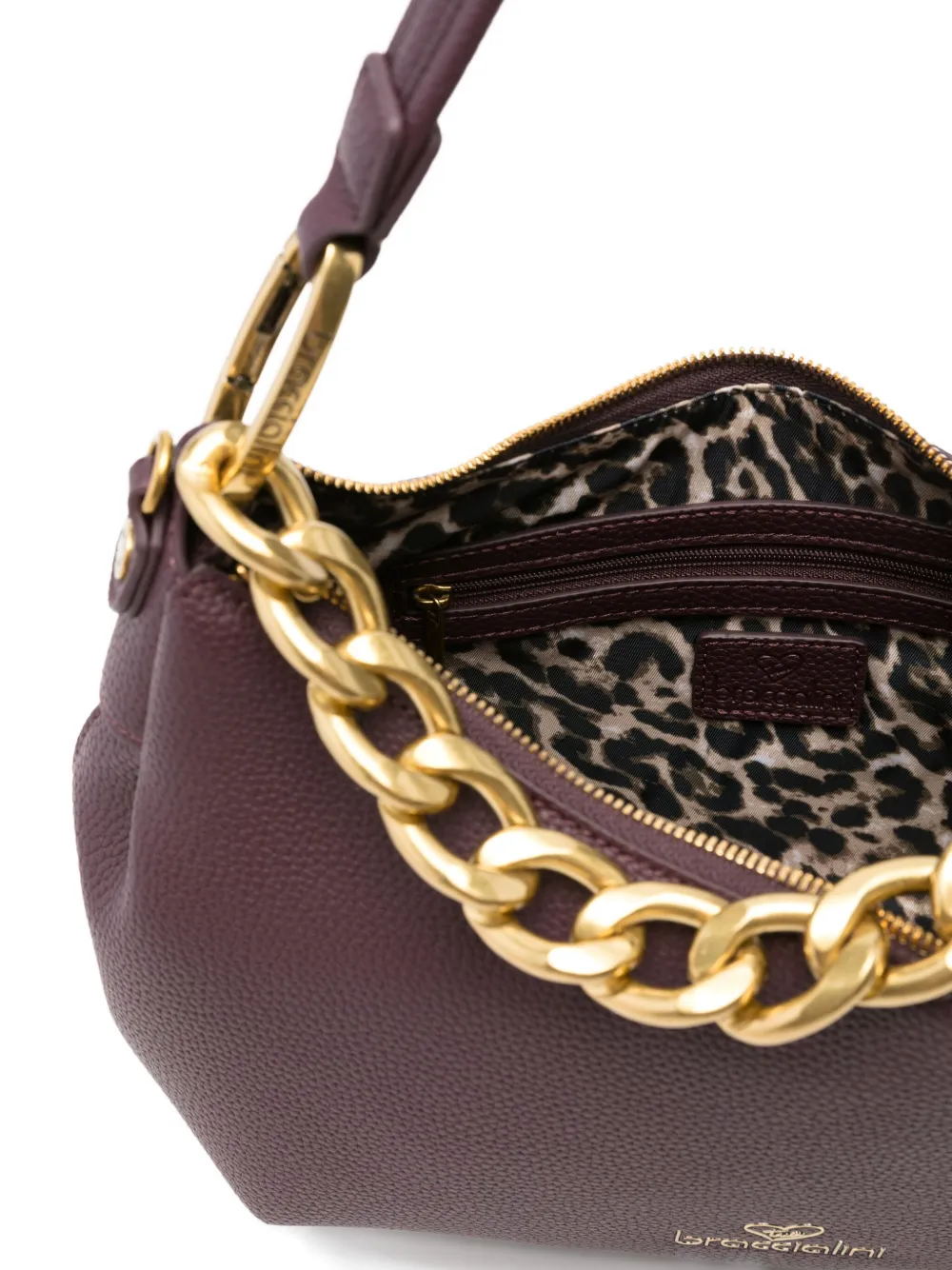 Braccialini Chain-detail Leather Shoulder Bag In Burgundy