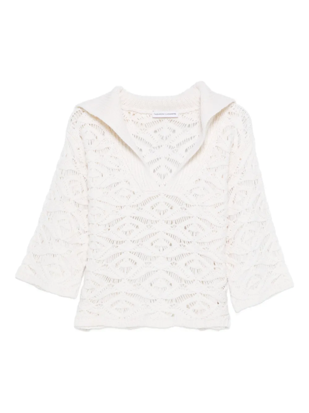 TABARONI CASHMERE open-knit sweater | White | Image 1
