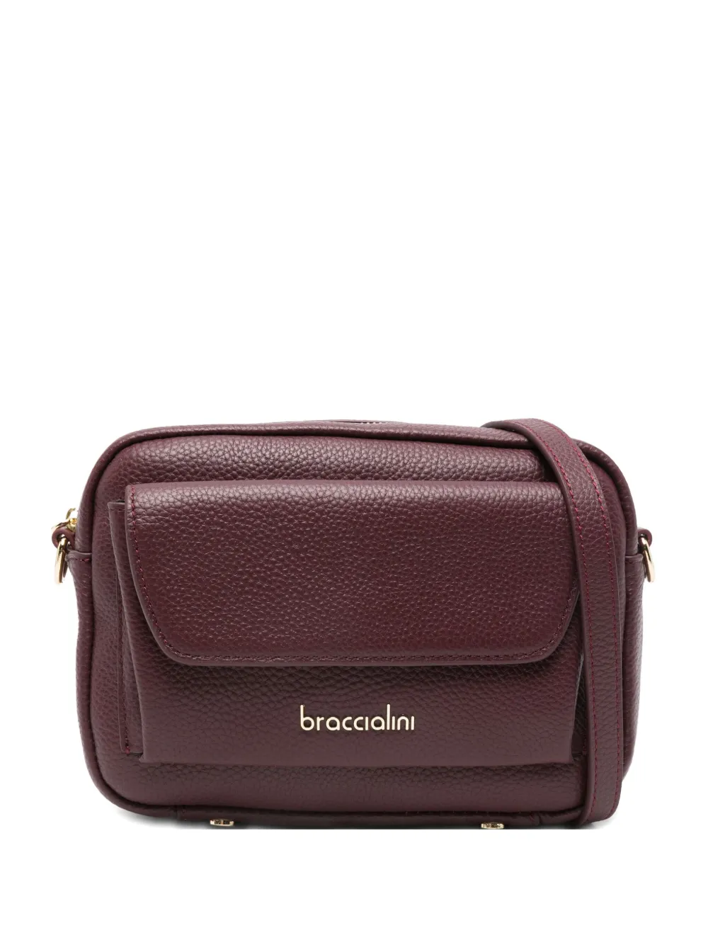 Braccialini Flap-pocket Leather Cross Body Bag In Burgundy
