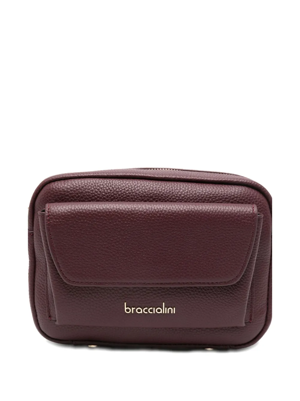 Braccialini Flap-pocket Leather Cross Body Bag In Burgundy