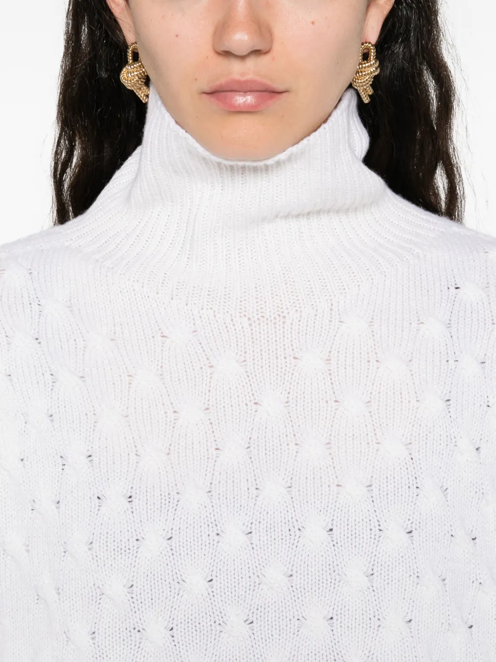 Tabaroni Cashmere Cable-knit Sweater In White