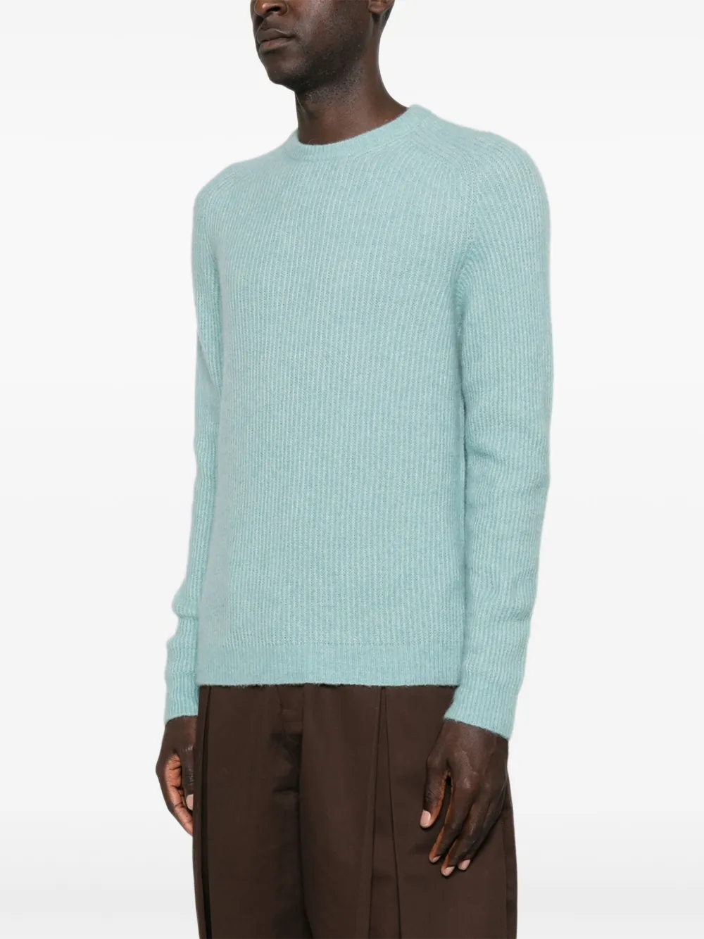 Roberto Collina Geribbelde sweater met ronde hals Blauw