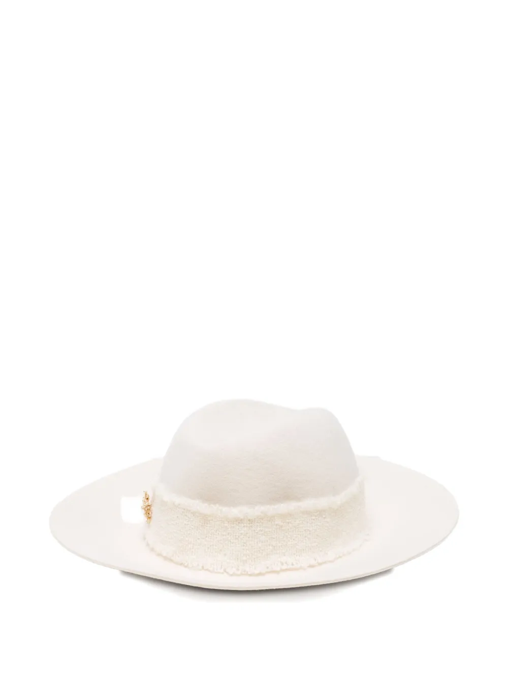 Borsalino embellished felt hat - ホワイト Borsalino embellished felt hat - ホワイト