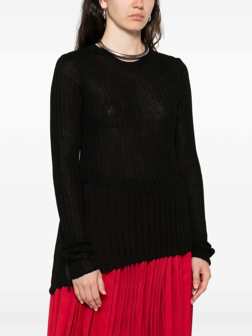 Yohji Yamamoto Ribgebreide trui Zwart