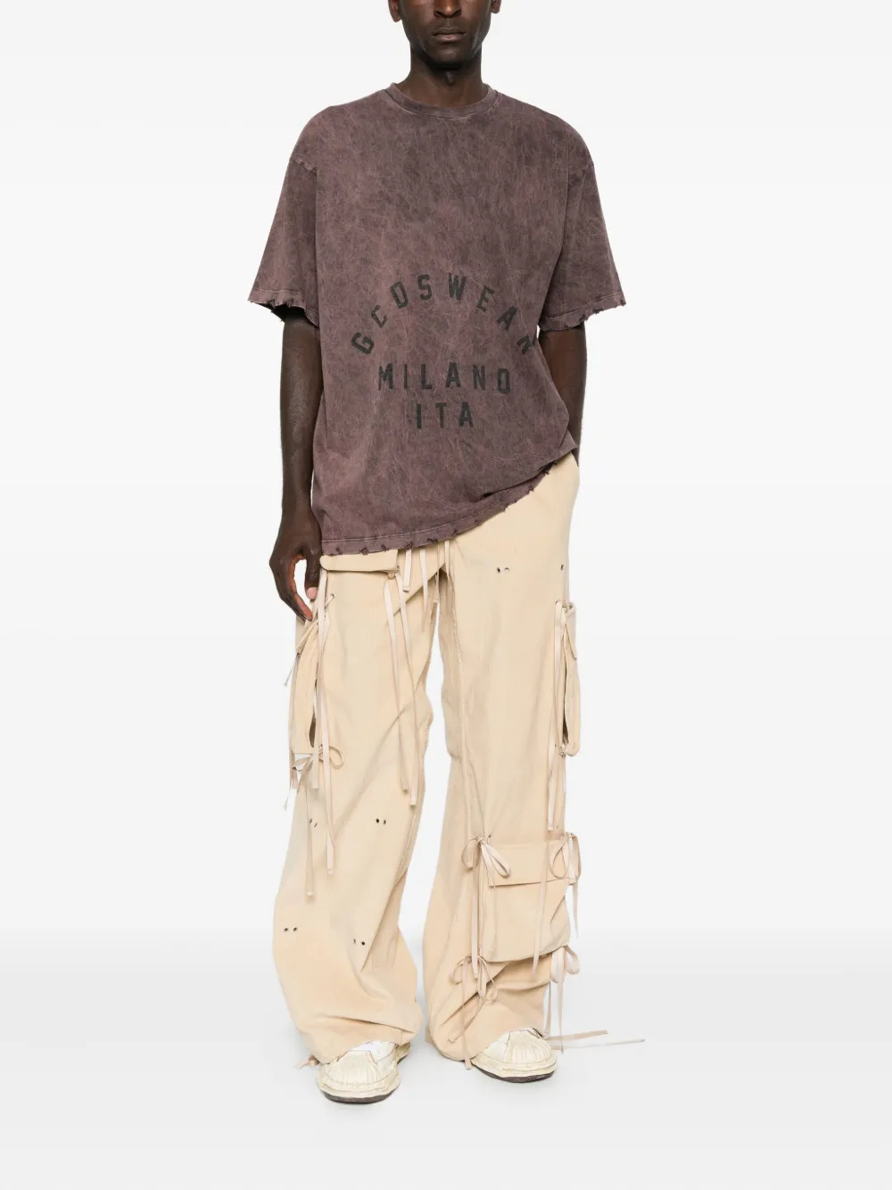 GCDS distressed-effect graphic-print t-shirt - Rood
