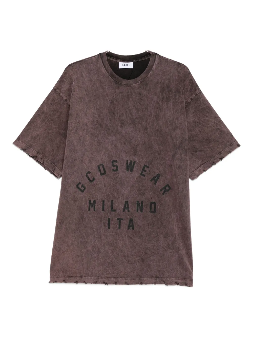 Gcds Distressed-effect Graphic-print T-shirt In Burgundy