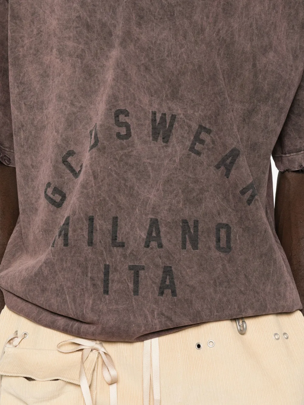 Gcds Distressed-effect Graphic-print T-shirt In Burgundy