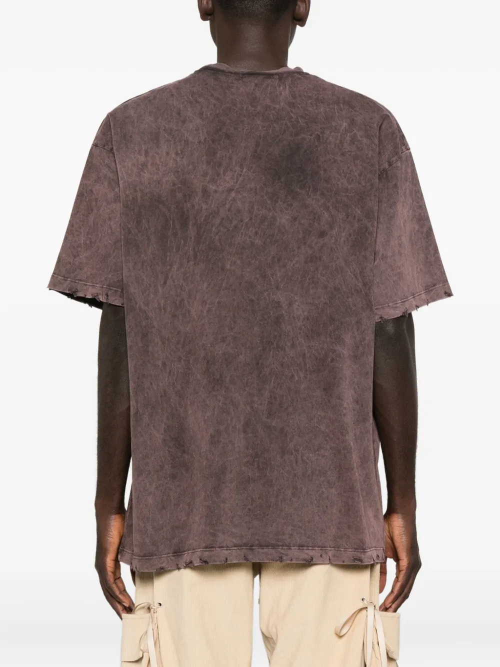 Gcds Distressed-effect Graphic-print T-shirt In Burgundy