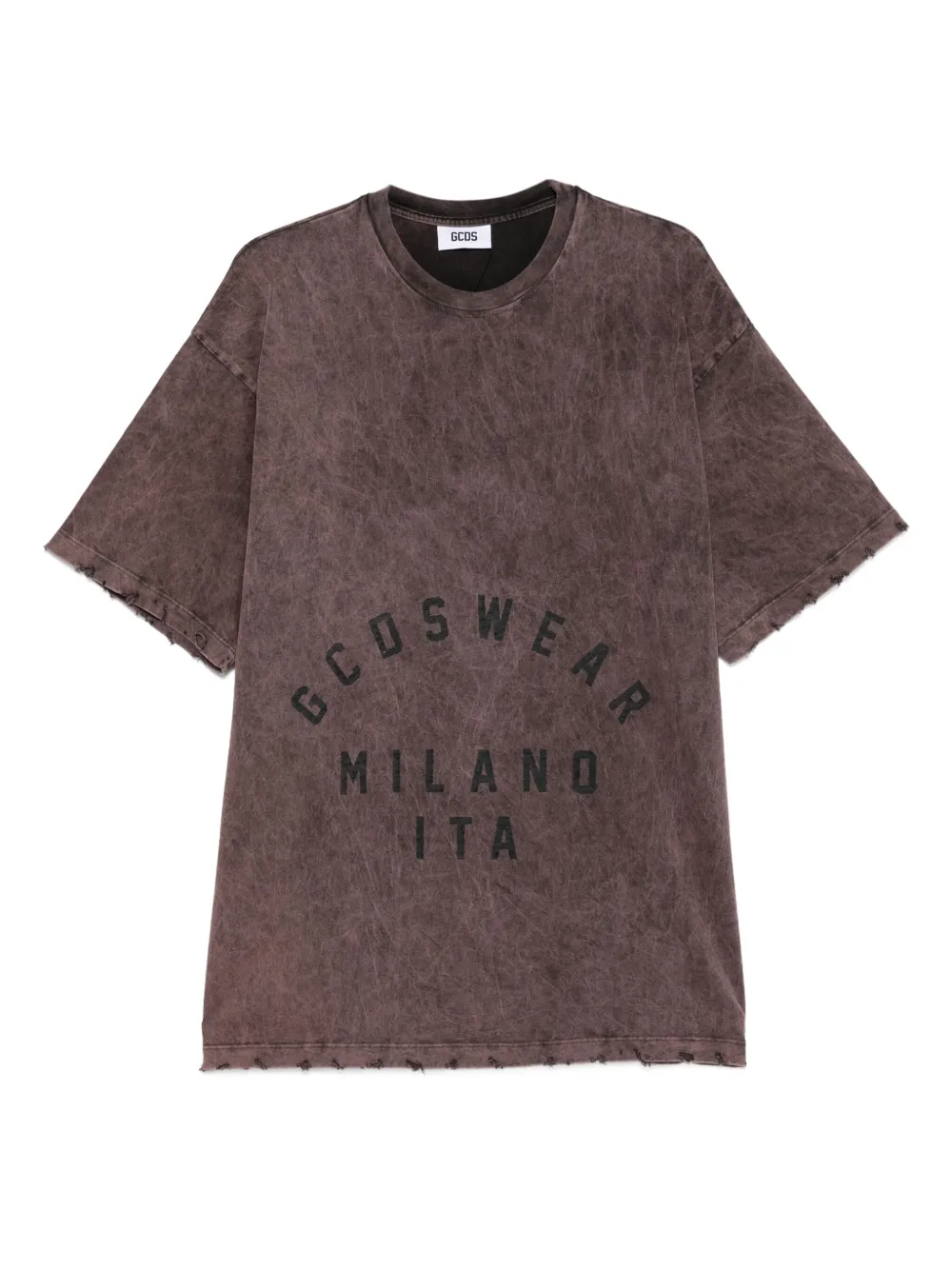 GCDS distressed-effect graphic-print t-shirt | Red | Image 1