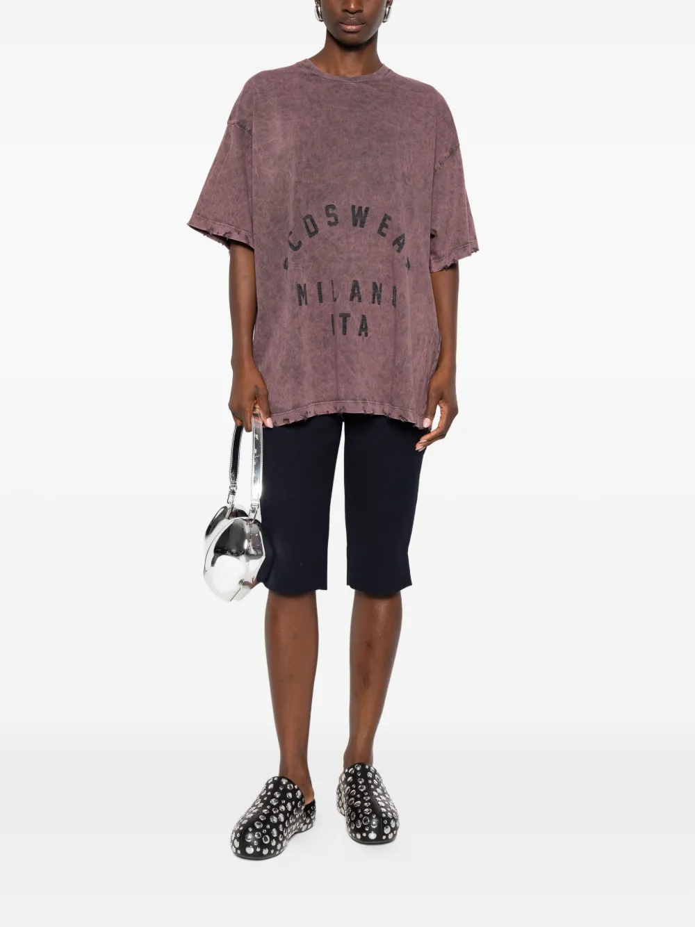 GCDS T-shirt met gerafeld effect en grafische print Rood