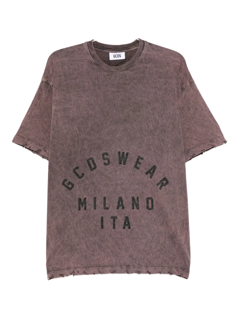 GCDS distressed-effect graphic-print t-shirt | Red | Image 1