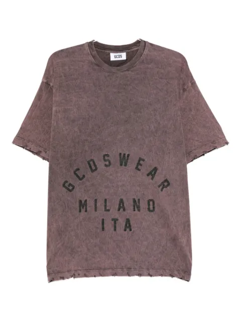 GCDS playera con efecto envejecido y estampado gráfico