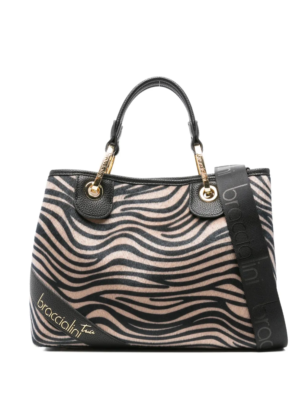 Braccialini Zebra-print Tote Bag In Black