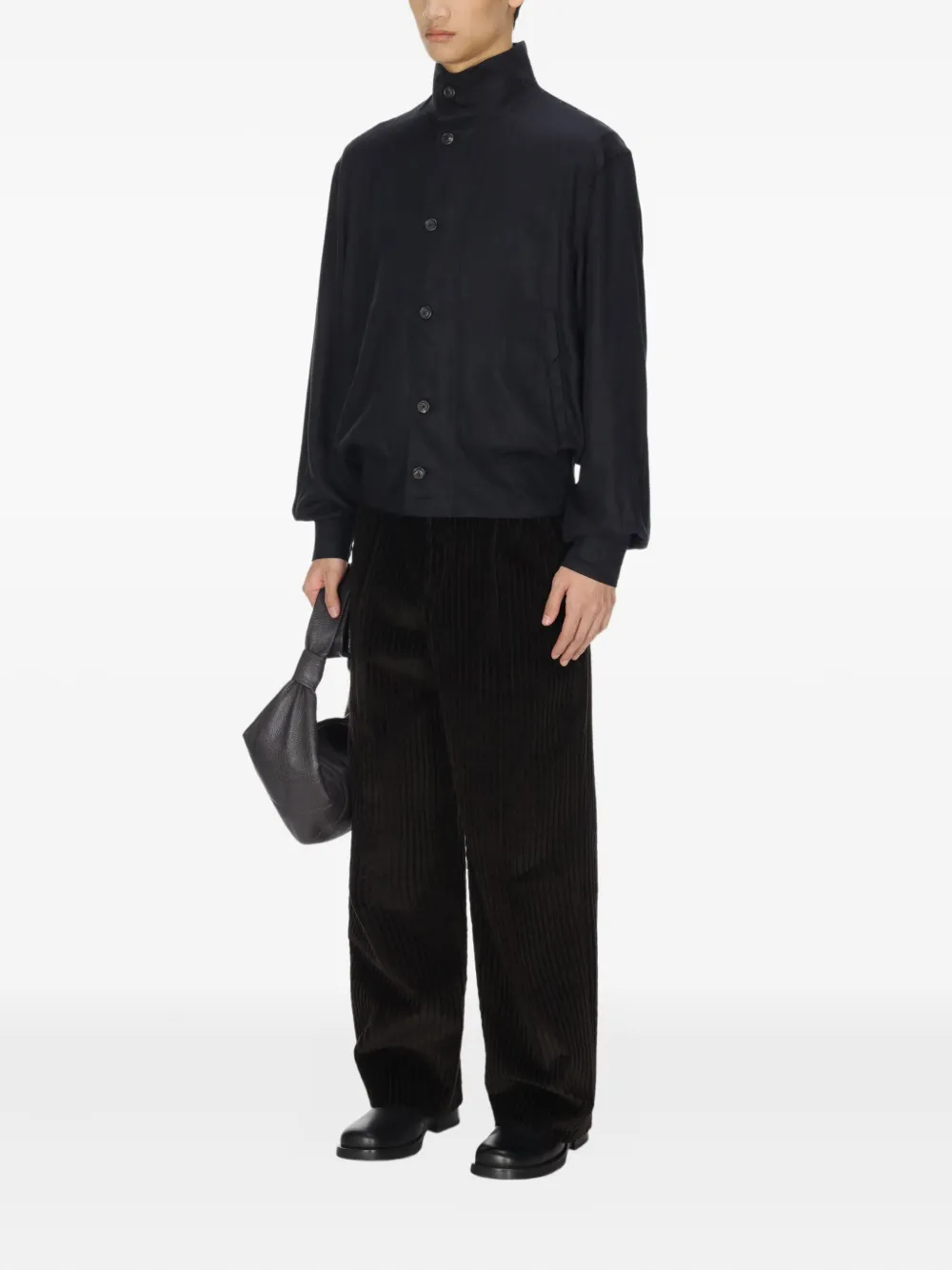Our Legacy Buttoned Mock Bomber Jacket In Black