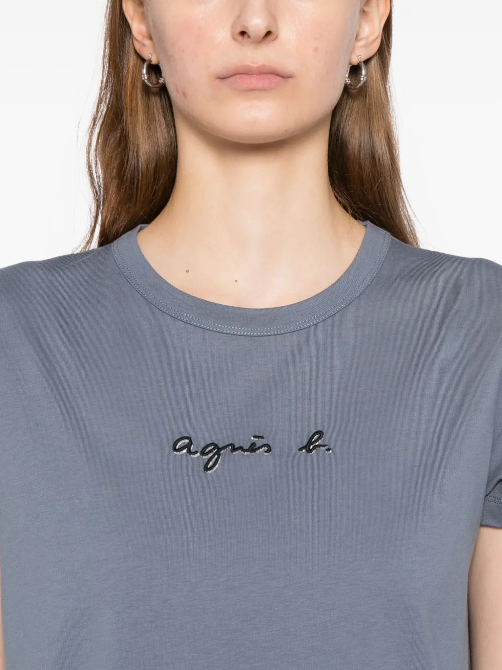 Agnès B. Logo-embroidered T-shirt In Blue