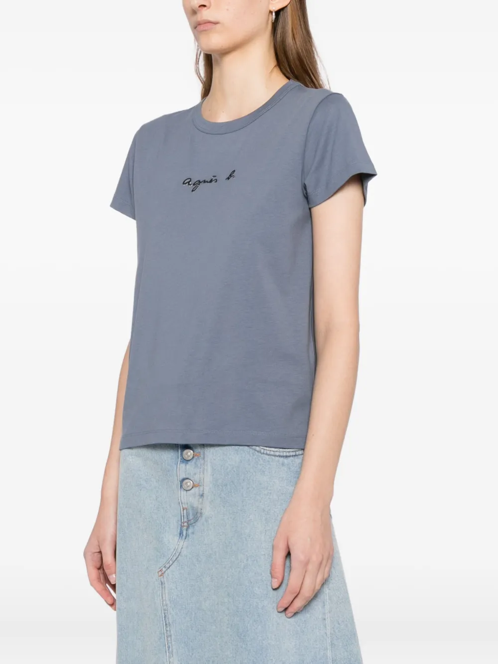 Agnès B. Logo-embroidered T-shirt In Blue