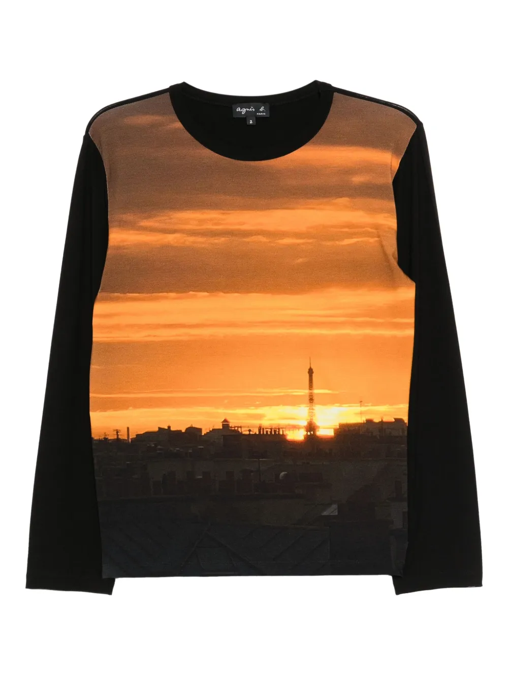 agnès b.  sunset-print T-shirt | Black | Image 1
