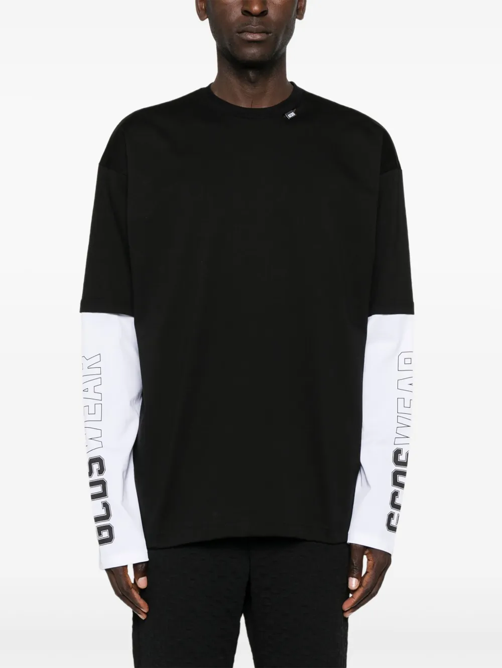 GCDS T-shirt met logodetail en lange mouwen Zwart