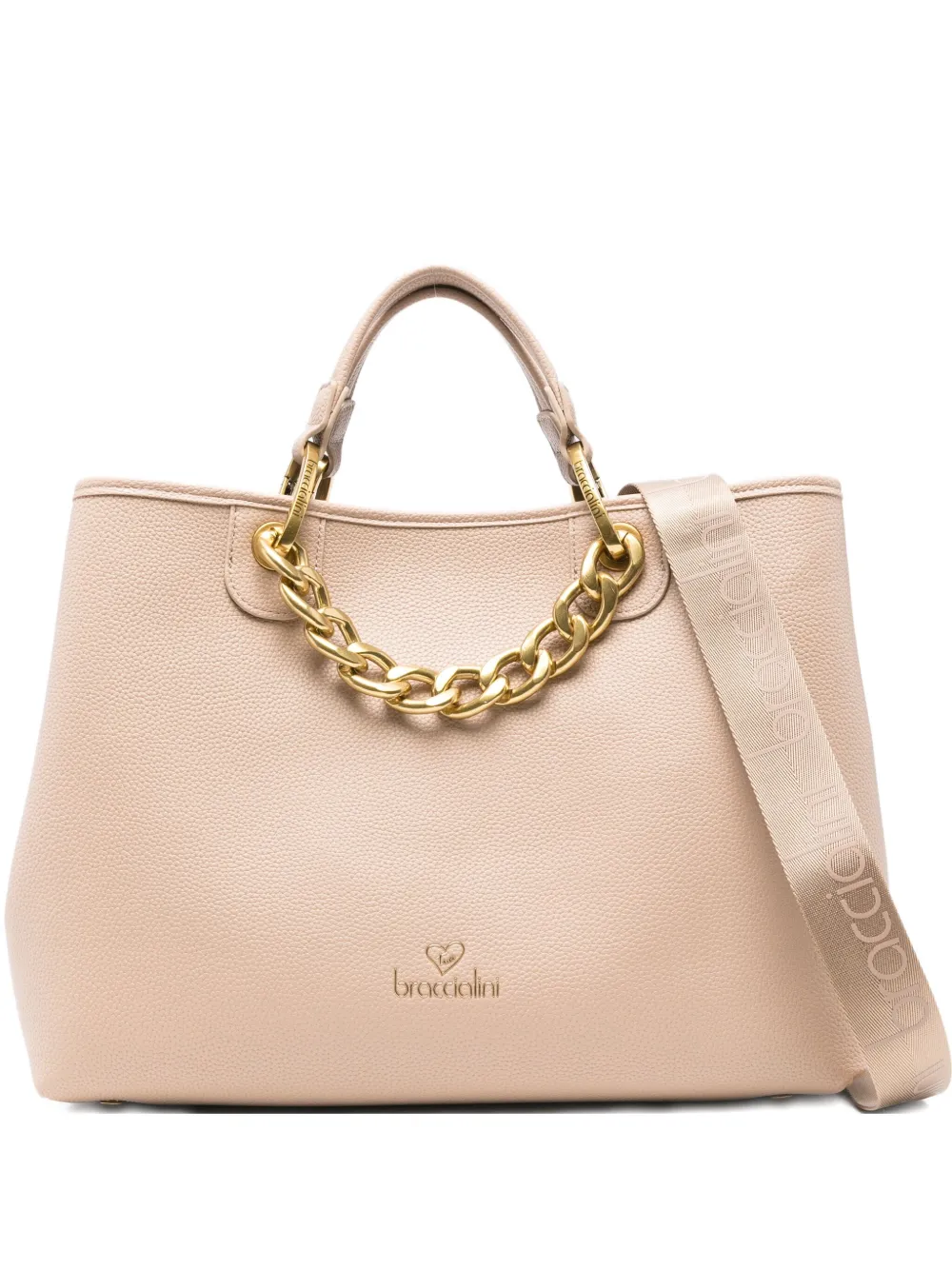 Braccialini Chain-detail Leather Tote Bag In Pink