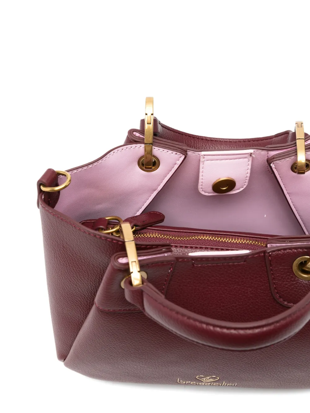 Braccialini Leather Tote Bag In Red