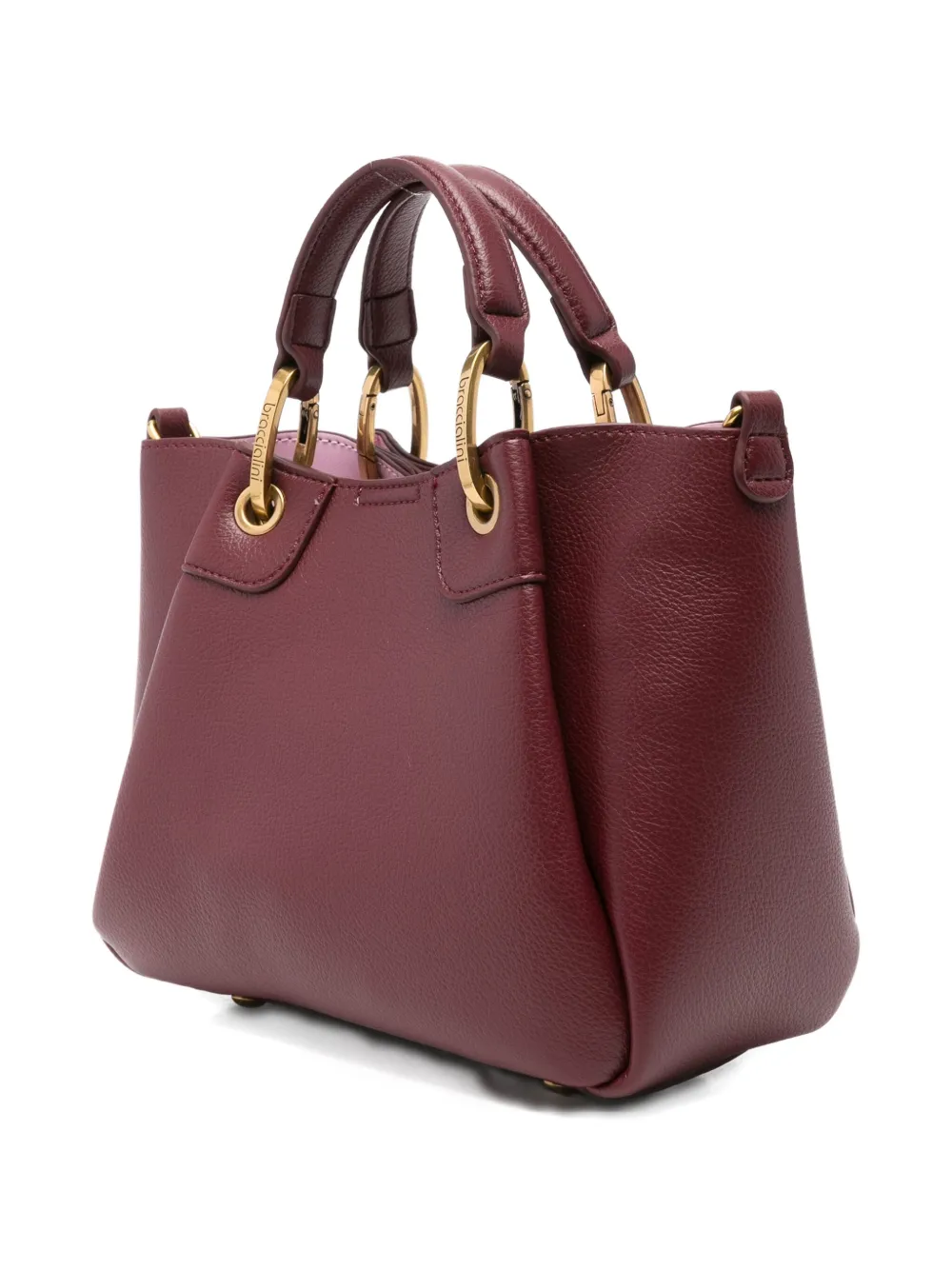 Braccialini Leather Tote Bag In Red